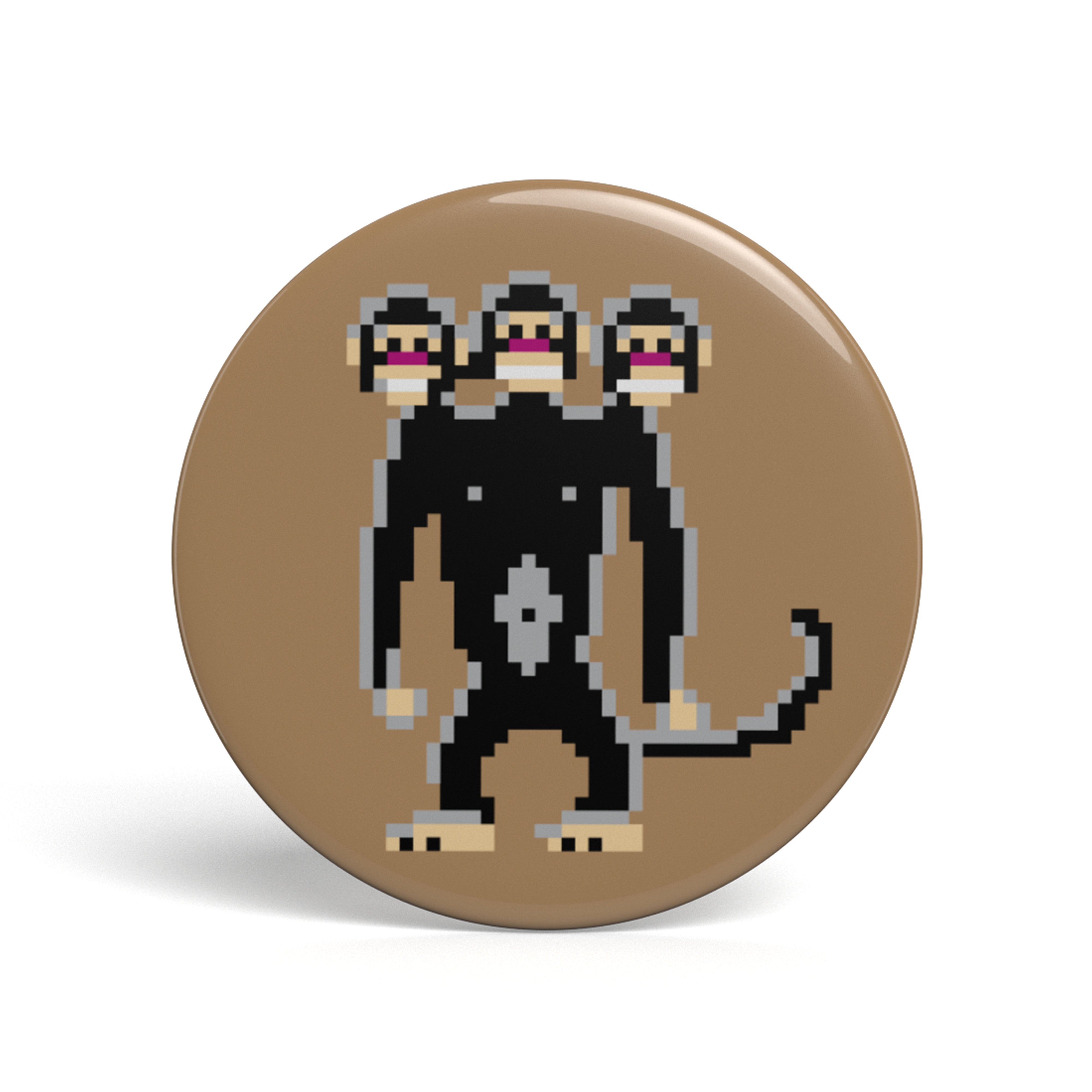 Geek Button Dreiköpfiger Affe , 1 Button