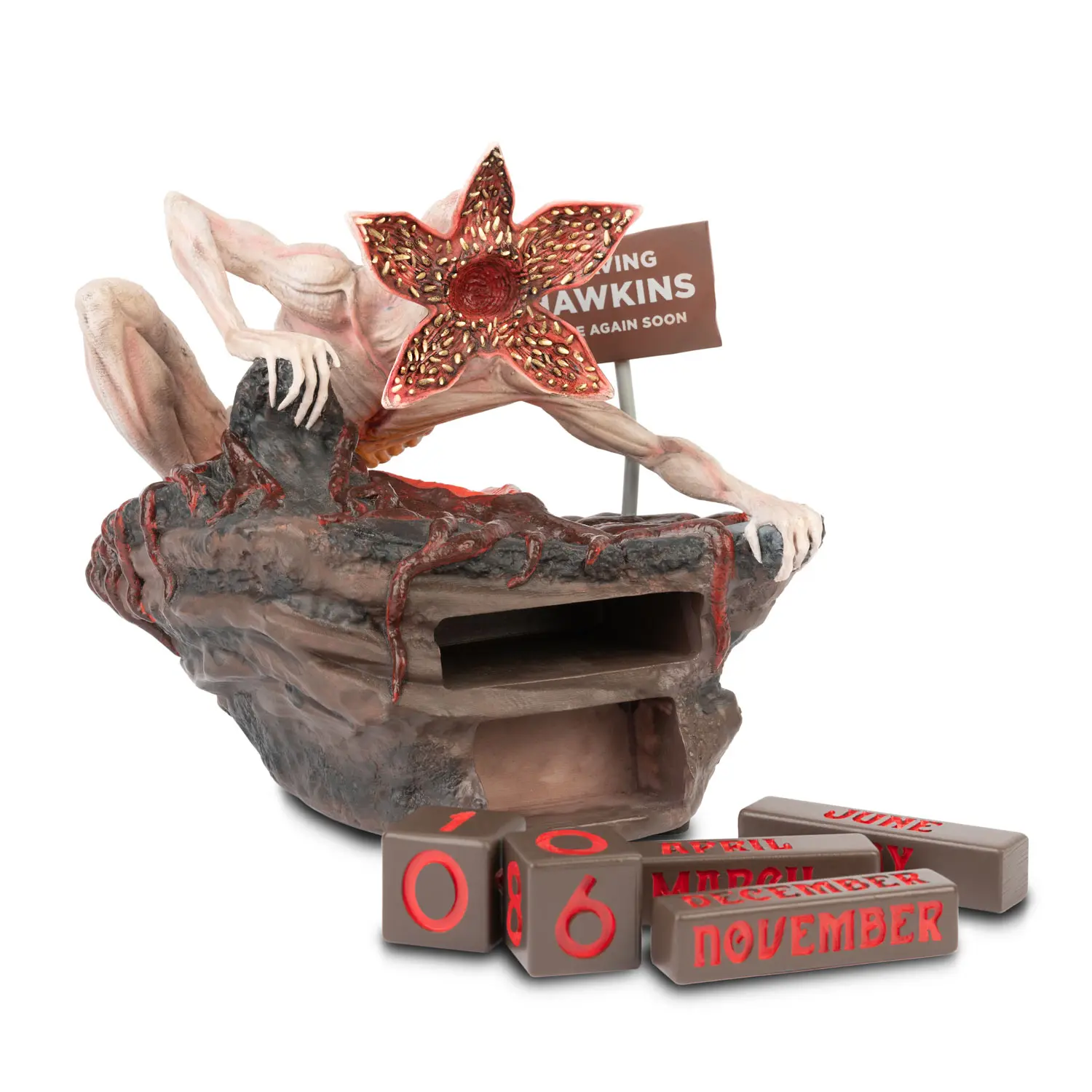 Grupo Erik Stranger Things Demogorgon Ewiger Kalender Figur | 3D Kalender Tischkalender zum Aufstellen - Dauerkalender - Offizieller Stranger Things Merch Büro Deko
